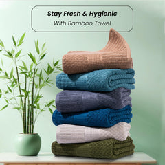 Mush Hearth & Haven Bamboo Towels for Bath Large Size | 450 GSM Bamboo Bath Towel for Men & Women | Soft, Highly Absorbent & Quick Dry | Pack of 4, 70 X 140 cms (Assorted 4)