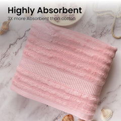 Mush Bamboo 3 PieceTowels Set | Ultra Soft, Absorbent and Antimicrobial 600 GSM (Bath Towel, Hand Towel and Face Towel) Perfect for Daily Use and Gifting (Pink)