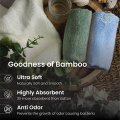 Mush Bamboo Face Towel | 100% Bamboo | Ultra Soft, Absorbent, & Quick Dry Towel for Facewash, Gym, Travel, Spa, Beauty Salon | Size: 13 x 13 Inches | 500 GSM Pack of 3 (Olive, Cream & Sky Blue)