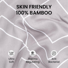 Mush 100% Bamboo Printed King Size Bed Sheet 108x108 inches | 300TC Bedsheet for Double bed | Ultra Soft, Naturally Anti Microbial & Cooling Double Bed Luxury Sheets | Pack of 1, Gentle Grey