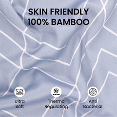 Mush 100% Bamboo Printed King Size Bed Sheet 108x108 inches | 300TC Bedsheet for Double bed | Ultra Soft, Naturally Anti Microbial & Cooling Double Bed Luxury Sheets | Pack of 1, Misty Blue