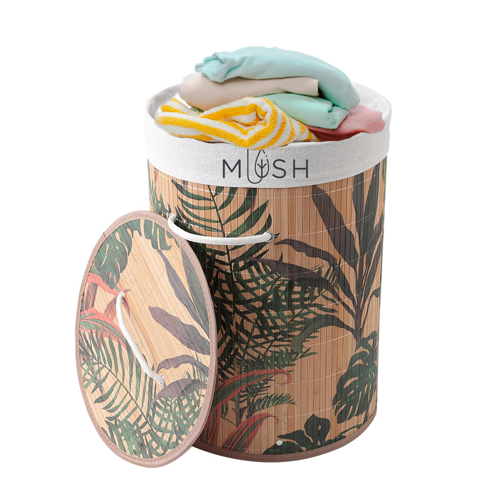 Mush Bamboo Laundry Basket - Eco-Friendly, Sturdy | 72L | Compact Design | Dark Brown