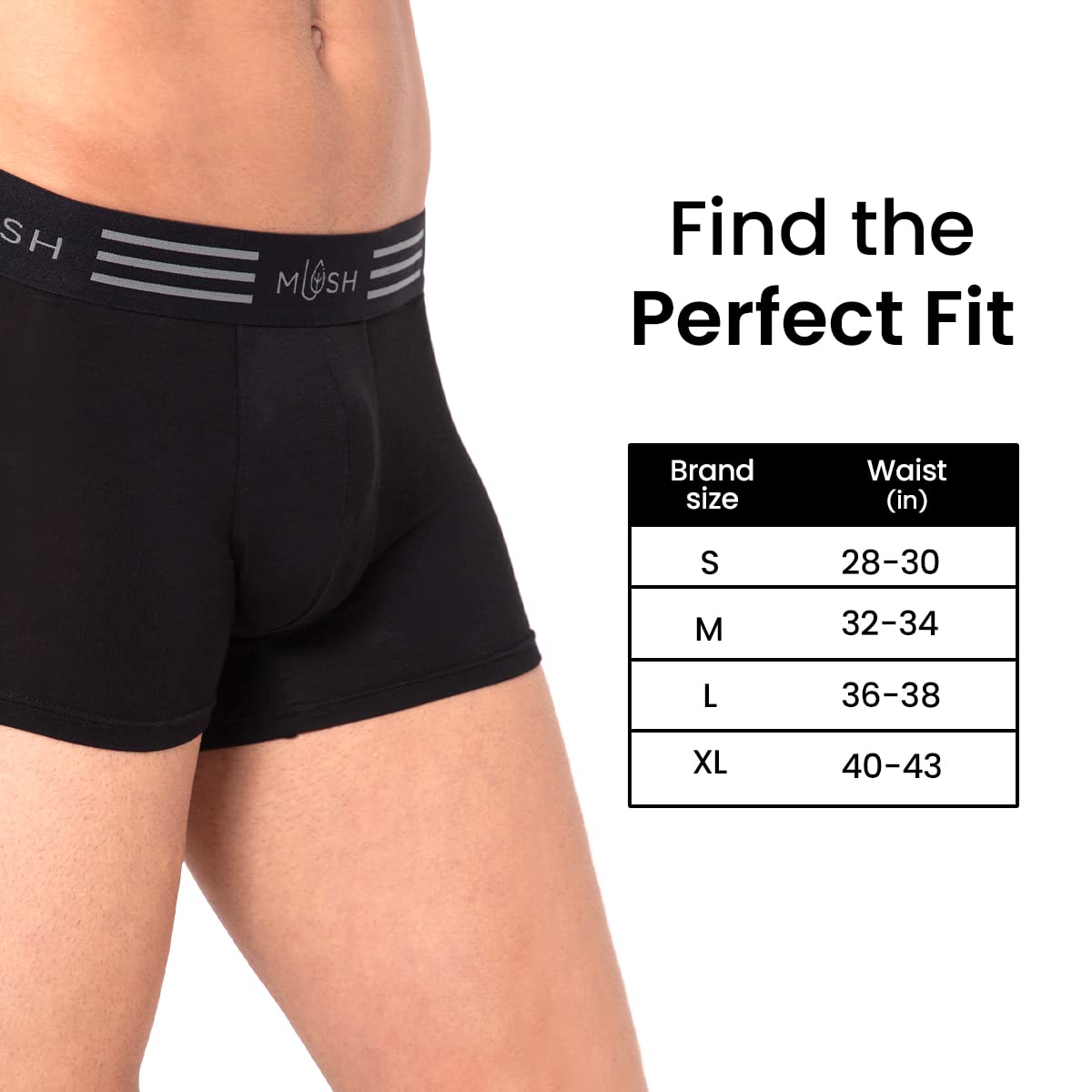 Mush Bamboo Trunks for Men | Breathable | Anti Microbial | Ultra Soft | Thermoregulating Pack of 1
