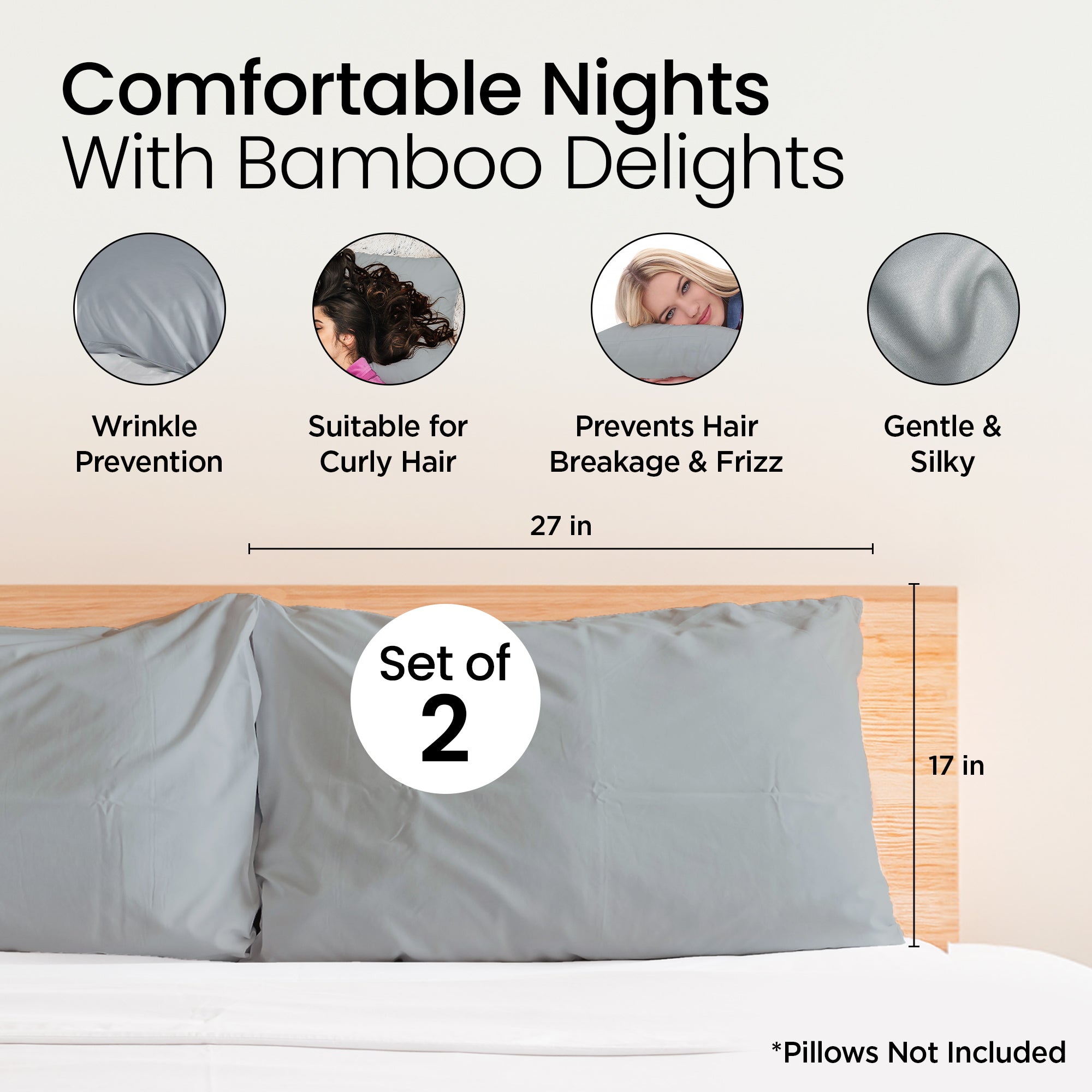 Mush bamboo pillow cover set - skin protection