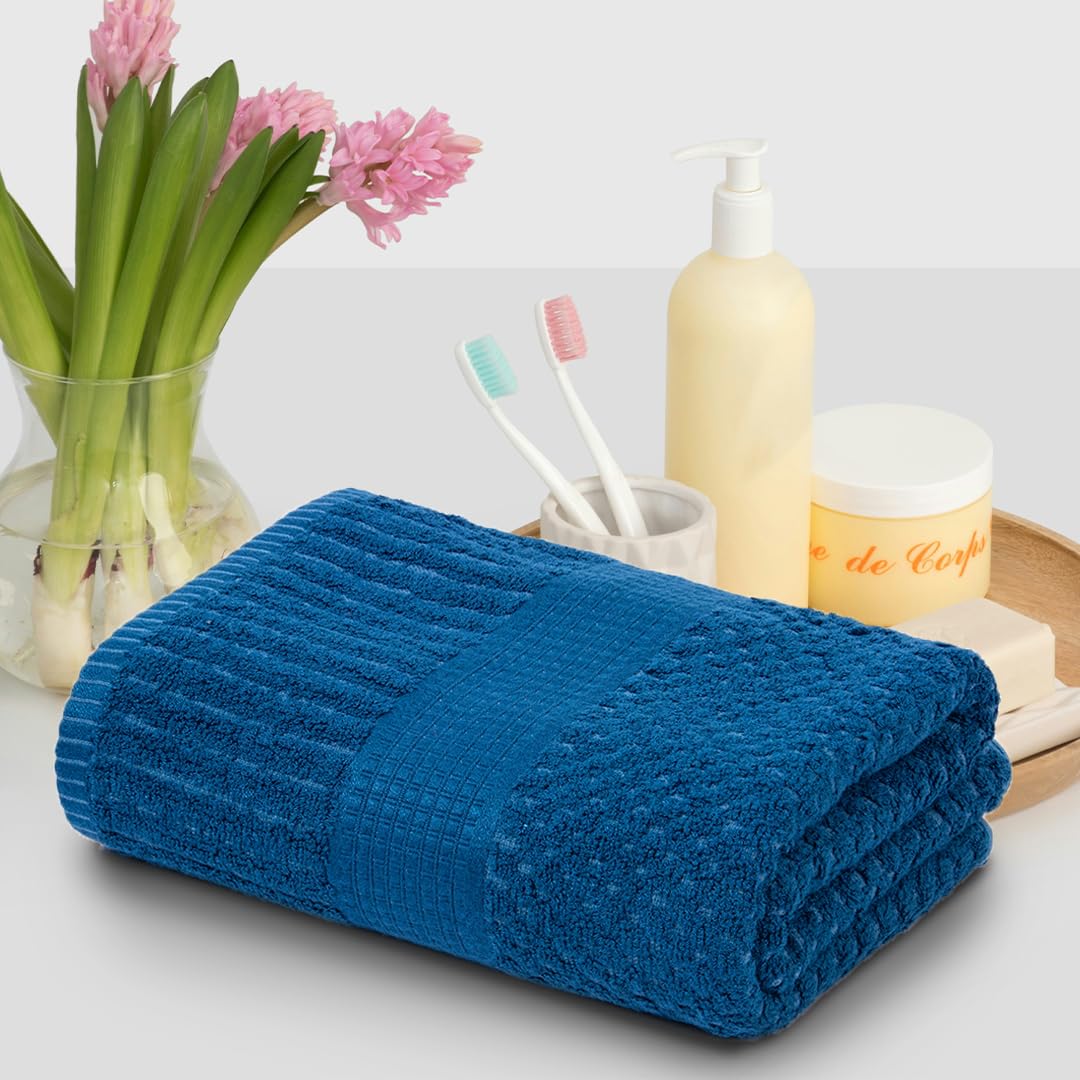 Hearth & Haven Bamboo Towels for Bath Large Size | 450 GSM Bamboo Bath Towel for Men & Women | Soft, Highly Absorbent & Quick Dry | 70 X 140 cms (Steel Blue)
