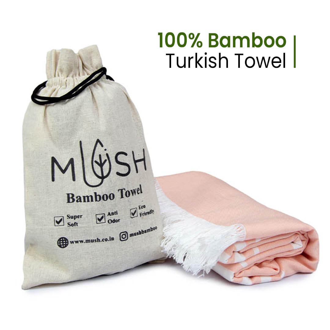 100% Bamboo Large Bath Towel | Ultra Soft, Absorbent, Light Weight, & Quick Dry Towel for Bath, Travel, Gym, Beach, Pool, and Yoga | 75 X 150 cms (Pack of 2 Beige & Peach)