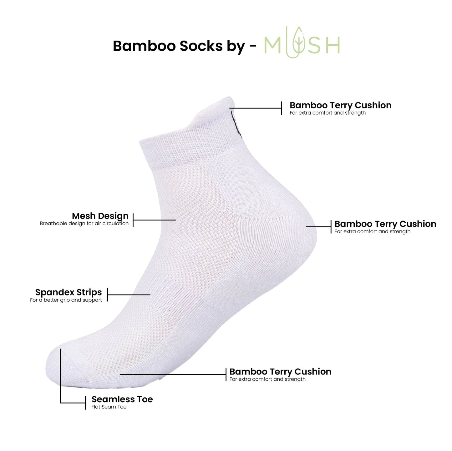 Mush Bamboo Athletic Socks - Great for gym workouts