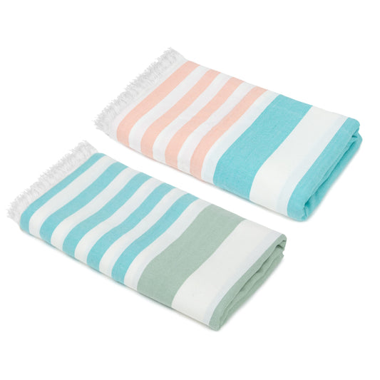 Mush Striped Beach Towel - Sunbathing