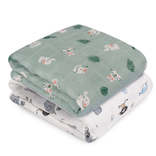 Mush bamboo swaddle - soft jungle print for babies