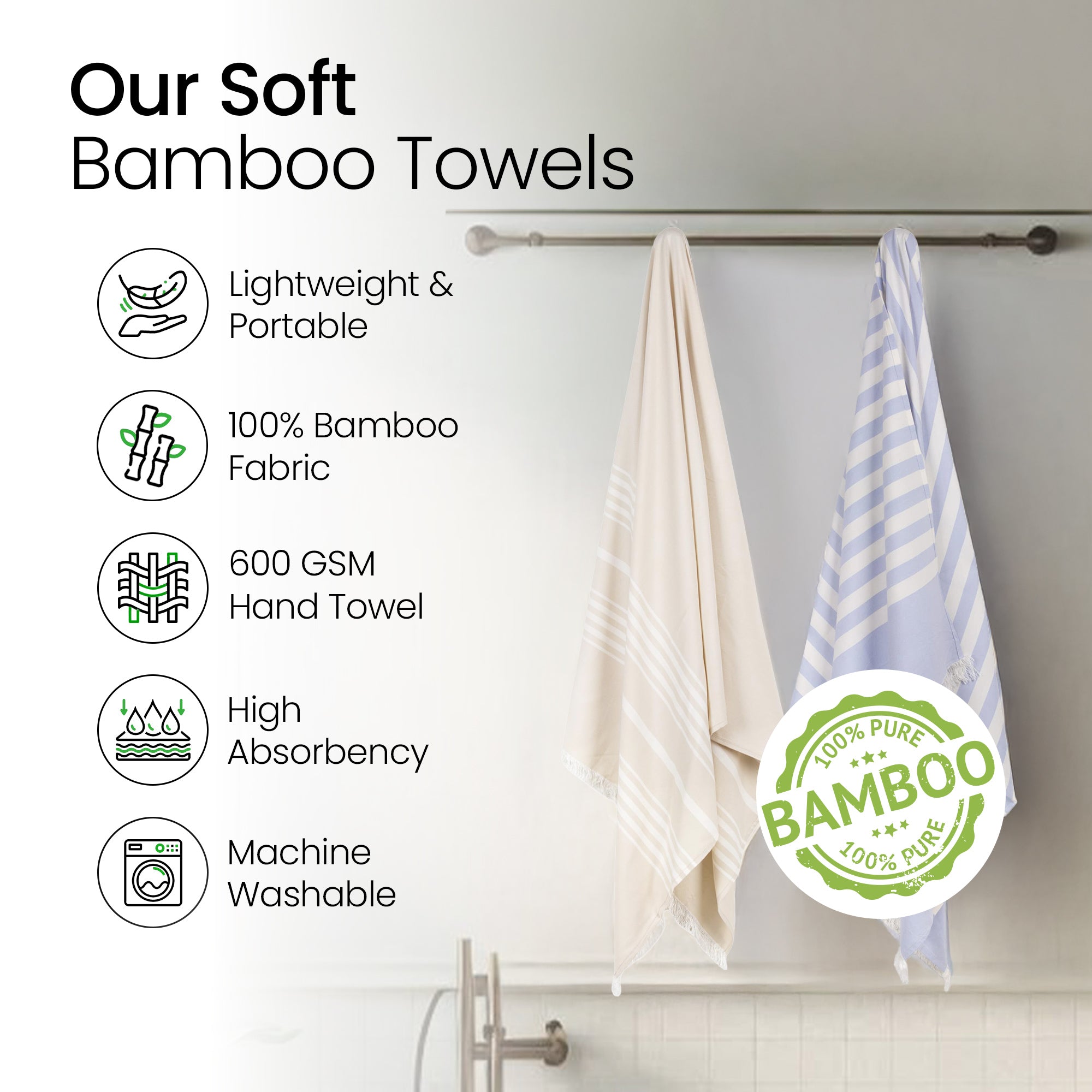 Mush bamboo Turkish bath towels - stylish bathroom addition