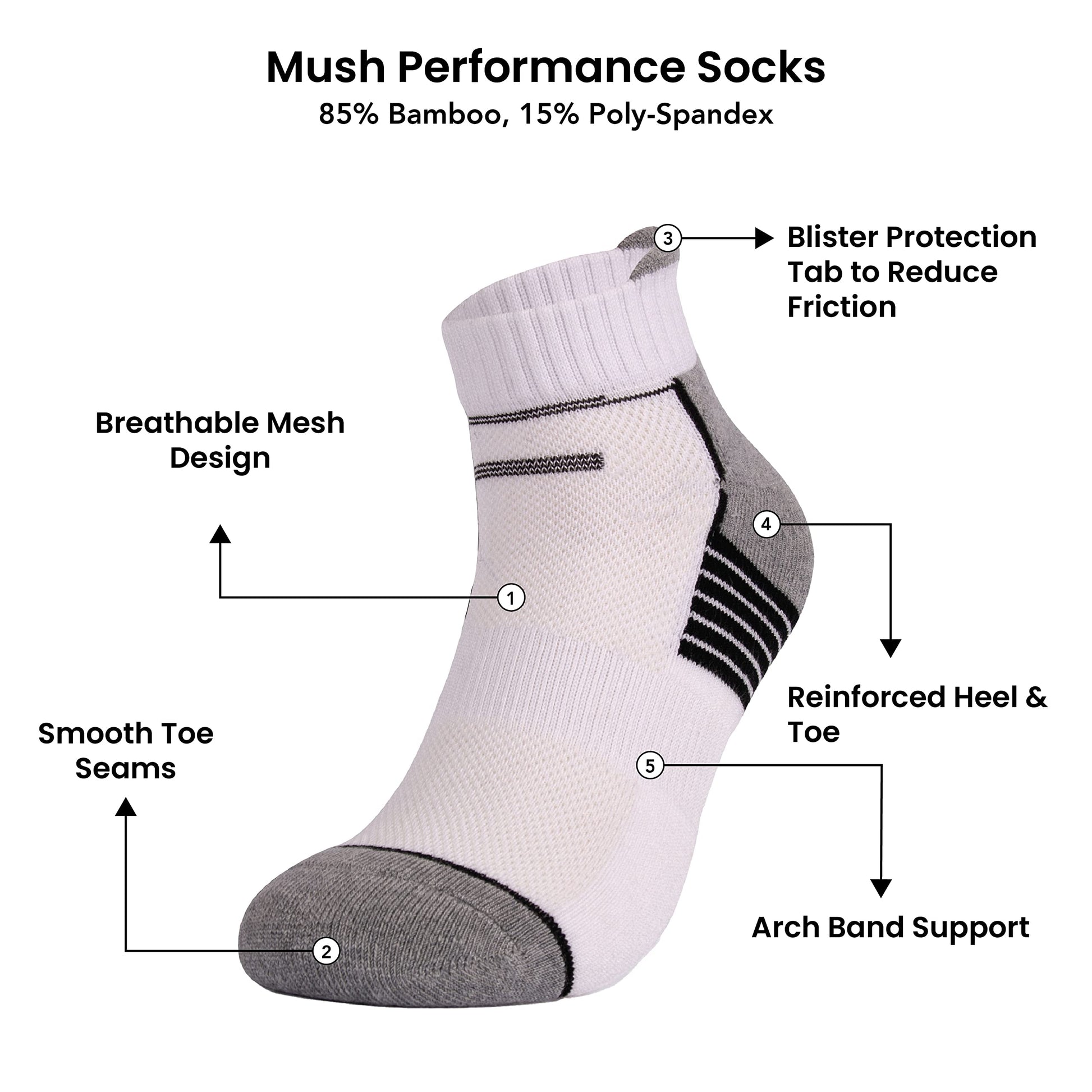 Mush bamboo performance socks - breathable design
