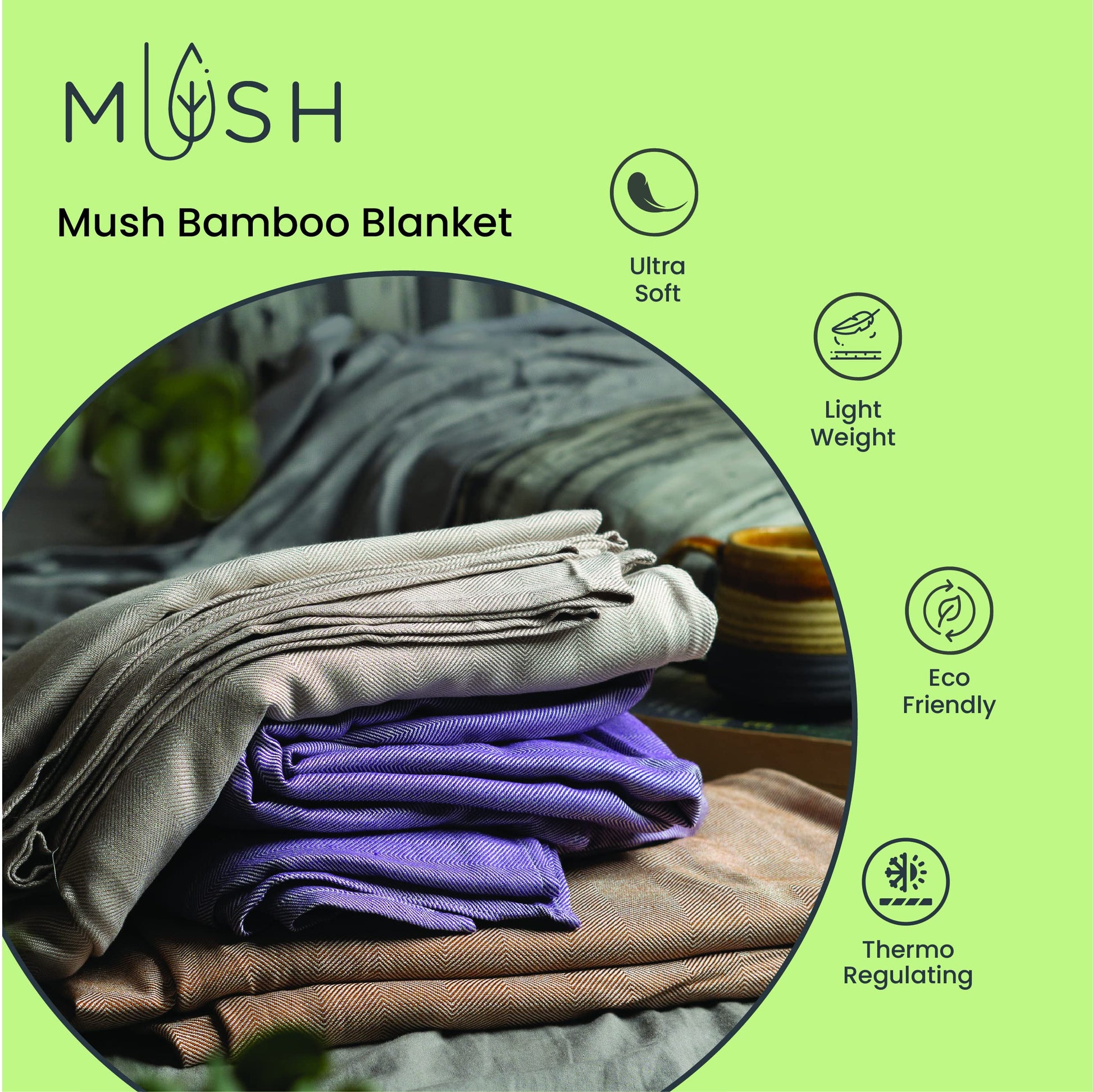 Mush kids bamboo blanket - travel blanket for comfort