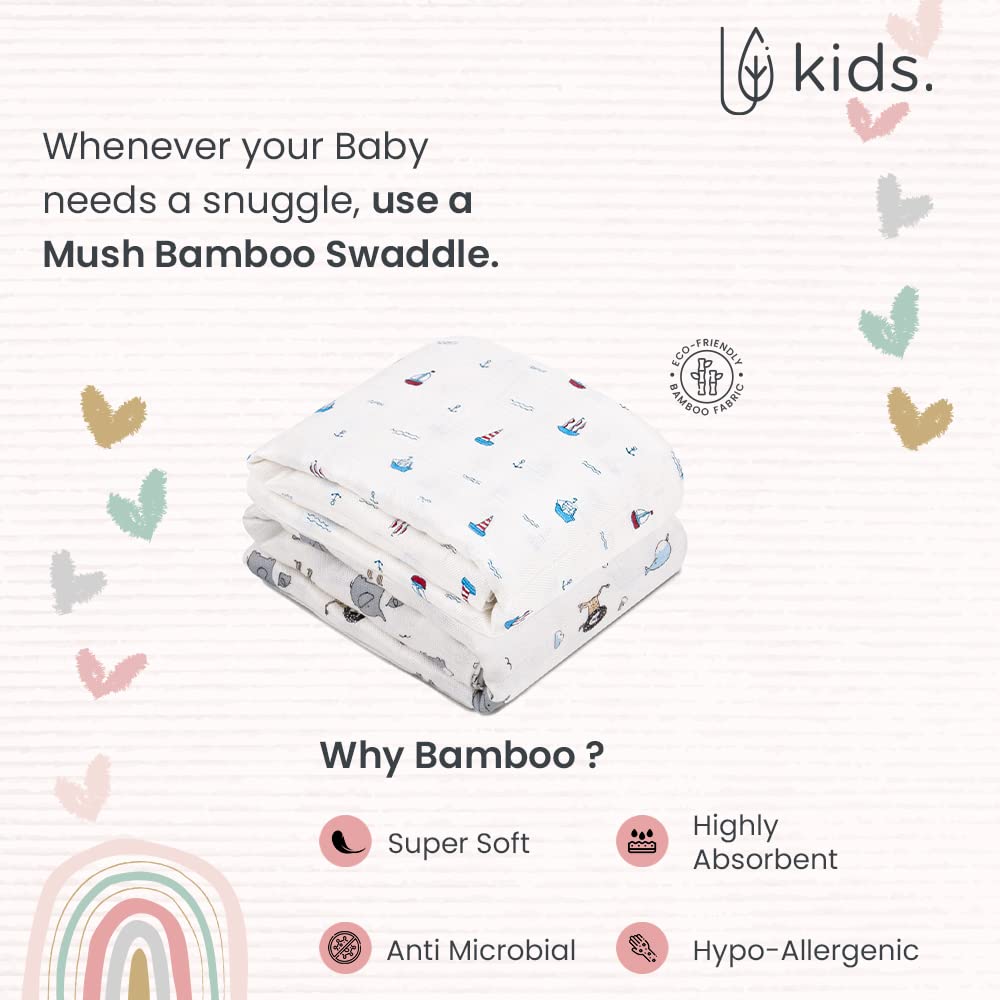 Mush bamboo swaddle - Stylish sea color for nurseries