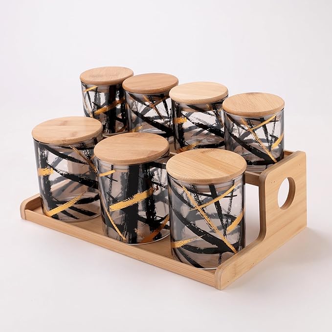 Mush bamboo stand with jars - modern kitchen decor