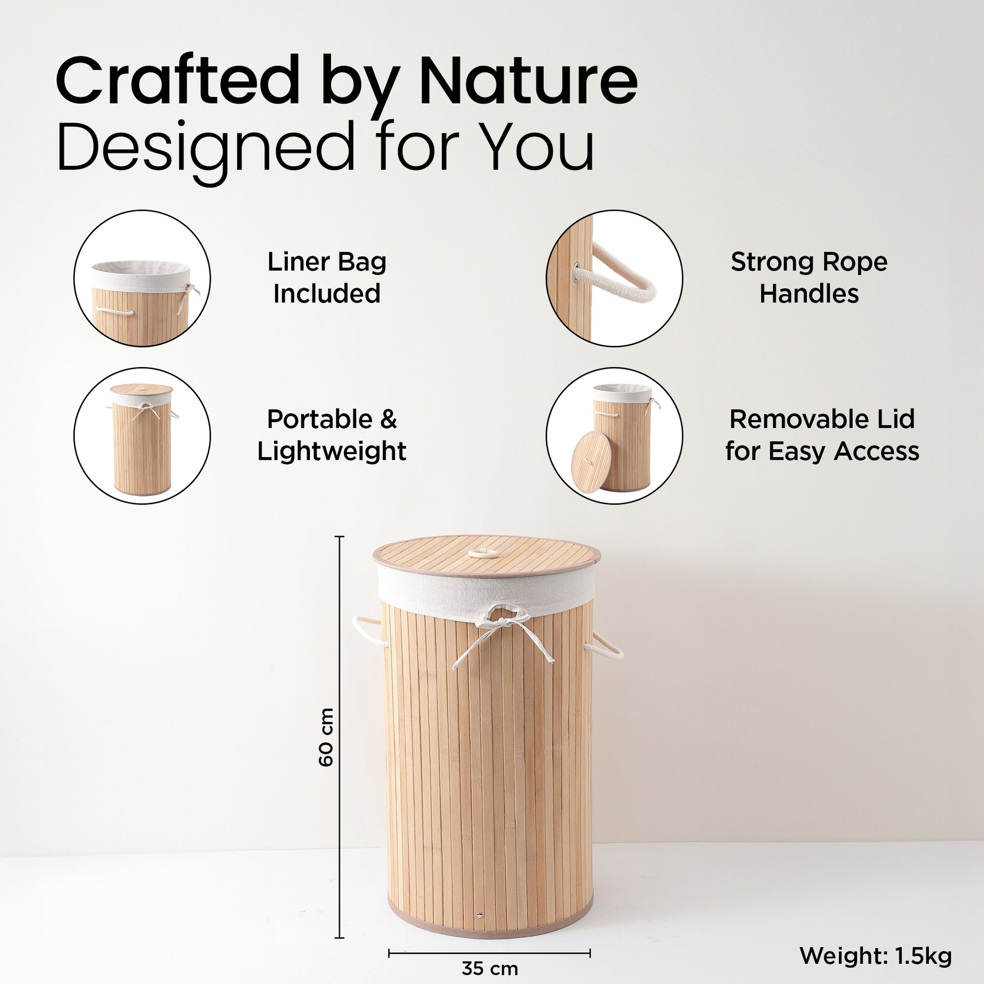 Mush Bamboo Basket - Compact and portable
