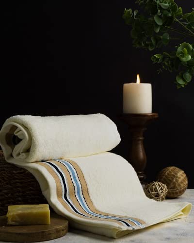 Mush Designer Bamboo Bath Towel |Ultra Soft, Absorbent & Quick Dry Towel for Bath, Beach, Pool, Travel, Spa and Yoga (Bath Towel, Pearl White)
