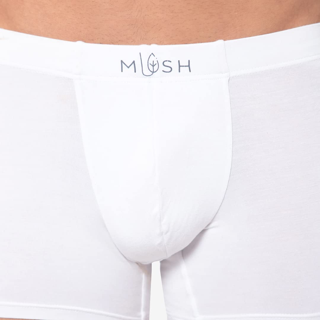 Mush Ultra Soft Bamboo Trunks for Men | Breathable | Anti Microbial (S, White)