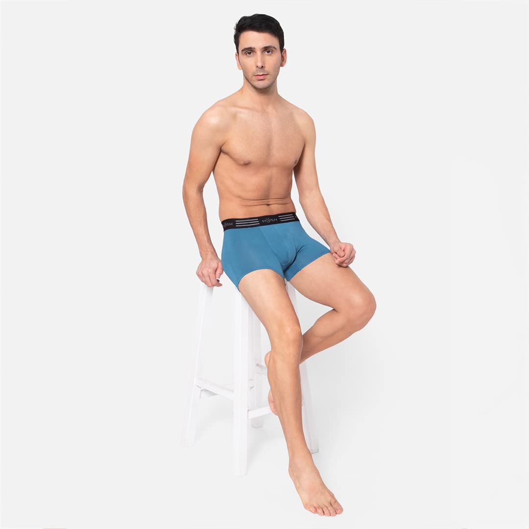 Mush Ultra Soft Bamboo Trunks for Men | Breathable | Anti Microbial (S, Blue)