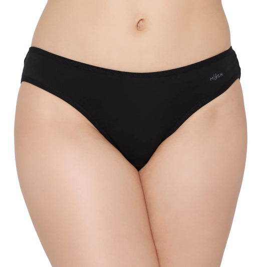 Mush Womens Ultra Soft Bamboo Modal Bikini Brief and Boyshorts || Breathable Panties || Anti-Odor, Seamless, Anti Microbial Innerwear (L, Black)