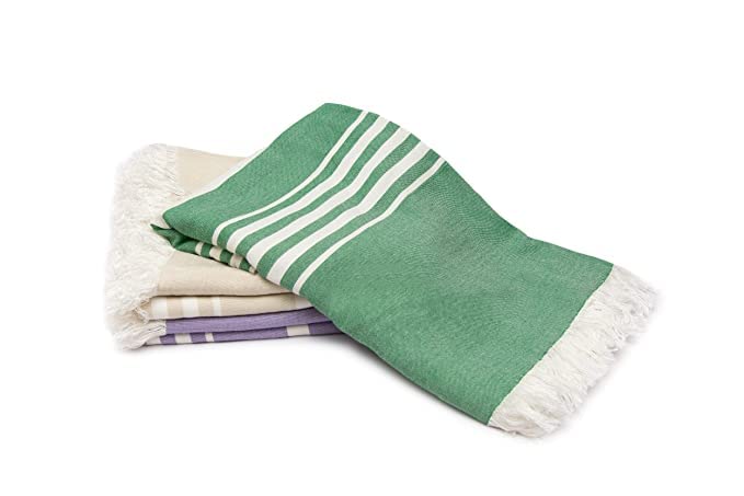 Mush 100% Bamboo Light Weight & Ultra-Compact Turkish Towel Super Soft, Absorbent, Quick Dry,Anti-Odor Bamboo Towel for Bath, Gym, Swim, Workout (2, Lavender - Dark Green)