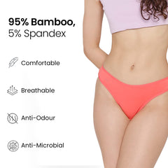 Mush Womens Ultra Soft Bamboo Modal Bikini Brief || Breathable Panties || Anti-Odor, Seamless, Anti Microbial Innerwear (M- Pack of 3, Rose Pink Color)