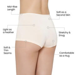 Mush Womens Ultra Soft High Waist Bamboo Modal Boyshorts || Breathable Panties || Anti-Odor, Anti Microbial Innerwear (S, Beige)