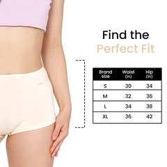 Mush Womens Ultra Soft High Waist Bamboo Modal Boyshorts || Breathable Panties || Anti-Odor, Seamless, Anti Microbial Innerwear (L - Pack of 3, Beige Color)
