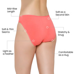 Mush Womens Ultra Soft Bamboo Modal Bikini Brief || Breathable Panties || Anti-Odor, Seamless, Anti Microbial Innerwear (L, Rose Pink)