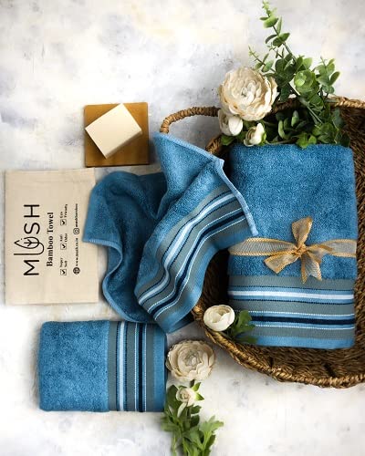 Mush Designer Bamboo Towelset |Ultra Soft, Absorbent & Quick Dry Towel for Bath, Beach, Pool, Travel, Spa and Yoga (3 Pieces Towelset, Emerald Blue)