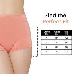 Mush Bamboo Boyshort Panties for Women | Ultra Soft Bamboo Underwear for Women | Breathable, Anti-Odor, Seamless & All Day Comfort Panties Pack of 3 (M, Peach)