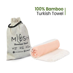 Mush Bamboo Turkish Towel | 100% Bamboo |Ultra Soft, Absorbent & Quick Dry Towel for Bath, Beach, Pool, Travel, Spa and Yoga | 29 x 59 Inches (N. Peach)
