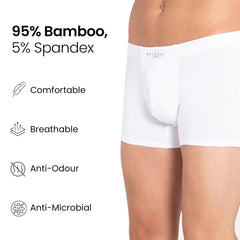Mush Ultra Soft, Breathable, Feather Light Men's Bamboo Trunk || Naturally Anti-Odor and Anti-Microbial Bamboo Innerwear (L, White)