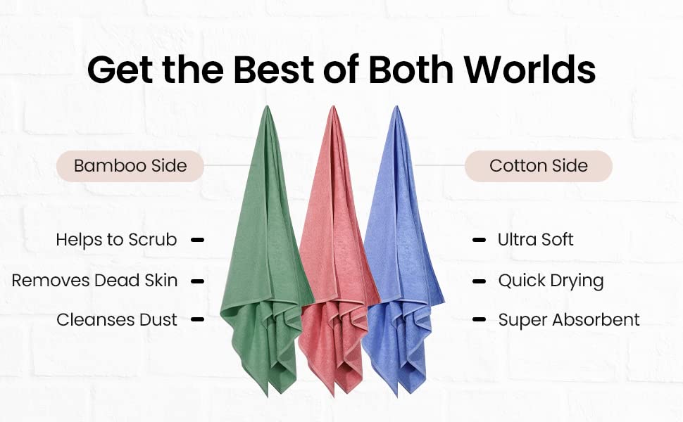 Mush Duo - One Side Soft Bamboo Other Side Rough Cotton - Special Dual Textured Towel for Gentle Cleanse & Exfoliation (2, Blue Sapphire & Emerald Green)