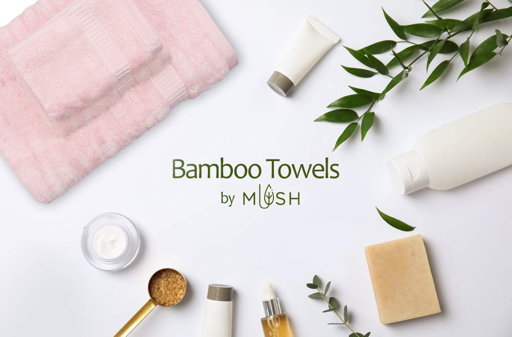 Mush Bamboo Towel: Ultra Soft, Absorbent - 600 GSM 6 Piece Couple Set (Sky Blue) (Pink & Navy Blue, 2)