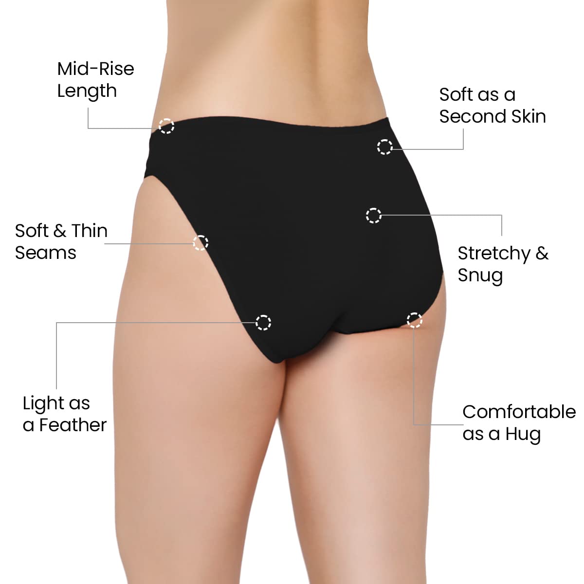 Mush Womens Ultra Soft Bamboo Modal Bikini Brief || Breathable Panties || Anti-Odor, Seamless, Anti Microbial Innerwear Pack of 2 (L, Rose Pink and Black)