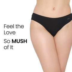 Mush Womens Ultra Soft Bamboo Modal Bikini Brief || Breathable Panties || Anti-Odor, Seamless, Anti Microbial Innerwear (M- Pack of 3, Black Color)
