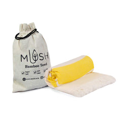 Mush 100% Bamboo Light Weight & Ultra-Compact Turkish Towel Super Soft, Absorbent, Quick Dry,Anti-Odor Bamboo Towel for Bath,Travel,Gym, Swim and Workout (1, Yellow)