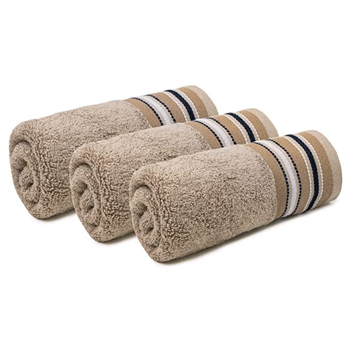 Mush Designer Bamboo Face Towel |Ultra Soft, Absorbent & Quick Dry Towel for Bath, Beach, Pool, Travel, Spa and Yoga (Royal Beige, Face Towel, Set of 3)