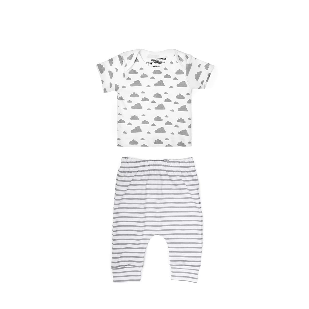 Mush Ultra Soft Bamboo Unisex Tees & Pants Combo Set for New Born Baby/Kids,Pack of 2 (0-3 Months, Daylight)