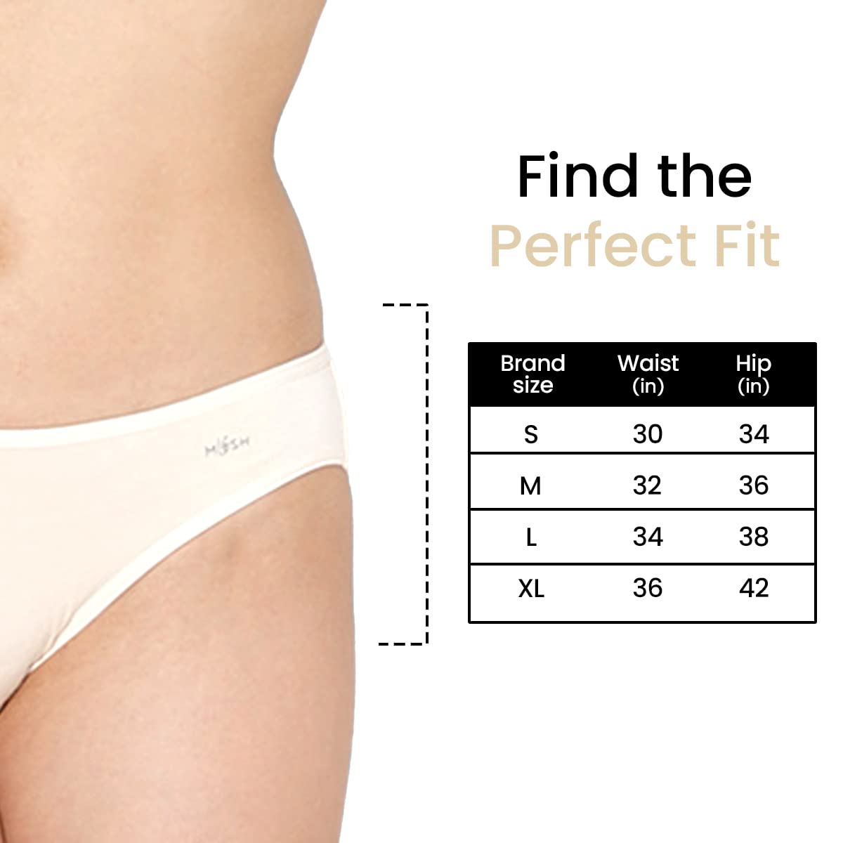 Mush Womens Ultra Soft Bamboo Modal Bikini Brief || Breathable Panties || Anti-Odor, Seamless, Anti Microbial Innerwear (M- Pack of 3, Beige Color)