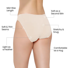 Mush Womens Ultra Soft Bamboo Modal Bikini Brief || Breathable Panties || Anti-Odor, Seamless, Anti Microbial Innerwear (M, Beige)