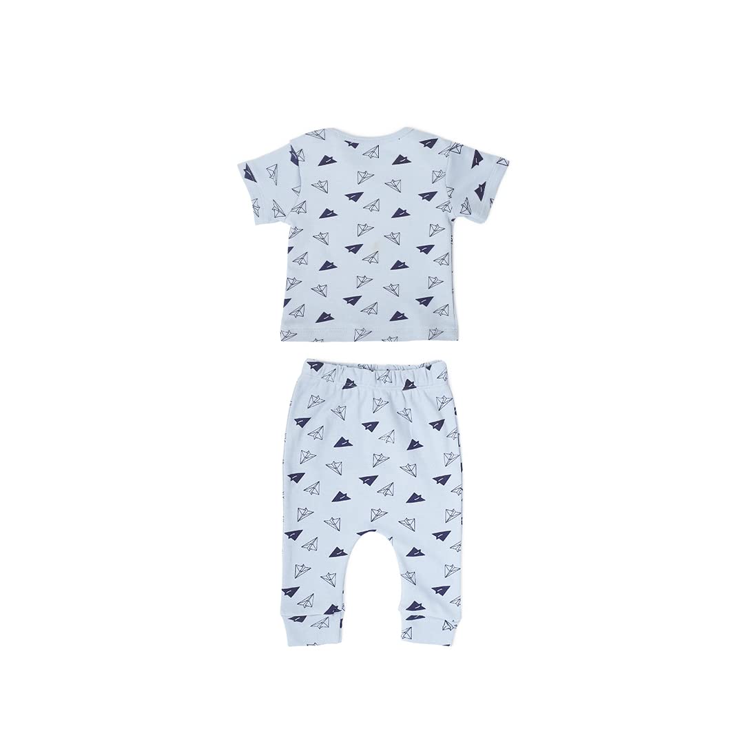 Mush Ultra Soft Bamboo Unisex Tees & Pants Combo Set for New Born Baby/Kids,Pack of 2 (6-12 Months, Aeroplane)