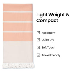 Mush Bamboo Turkish Towel | 100% Bamboo |Ultra Soft, Absorbent & Quick Dry Towel for Bath, Beach, Pool, Travel, Spa and Yoga | 29 x 59 Inches (N. Peach)
