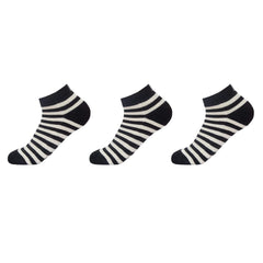 Mush Bamboo Socks for Men & Women - Ultra Soft, Breathable, Ankle socks for running, exercise & sports (White Stripes on Black, 3)
