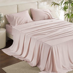 Mush 100% Bamboo Bedsheet for King Size Bed with 2 Pillow Covers | Luxuriously Soft, Breathable and Naturally Anti Microbial Thermoregulating Bed Sheet 400TC (Peach)