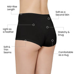 Mush Womens Ultra Soft High Waist Bamboo Modal Boyshorts || Breathable Panties || Anti-Odor, Seamless, Anti Microbial Innerwear (XL - Pack of 3, Black Color)