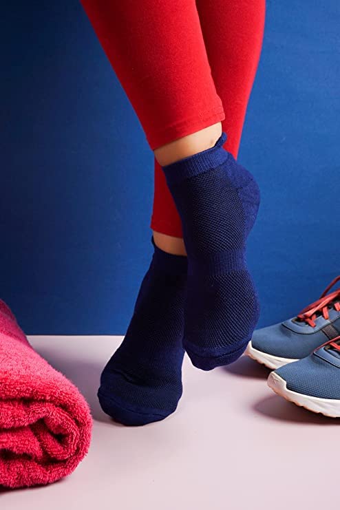 Mush Bamboo Ultra Soft, Anti Odor, Breathable, Anti Blister Ankle Socks for Men & Women for Running, Sports & Gym (Pack of 3) (Navy Sky, 3)