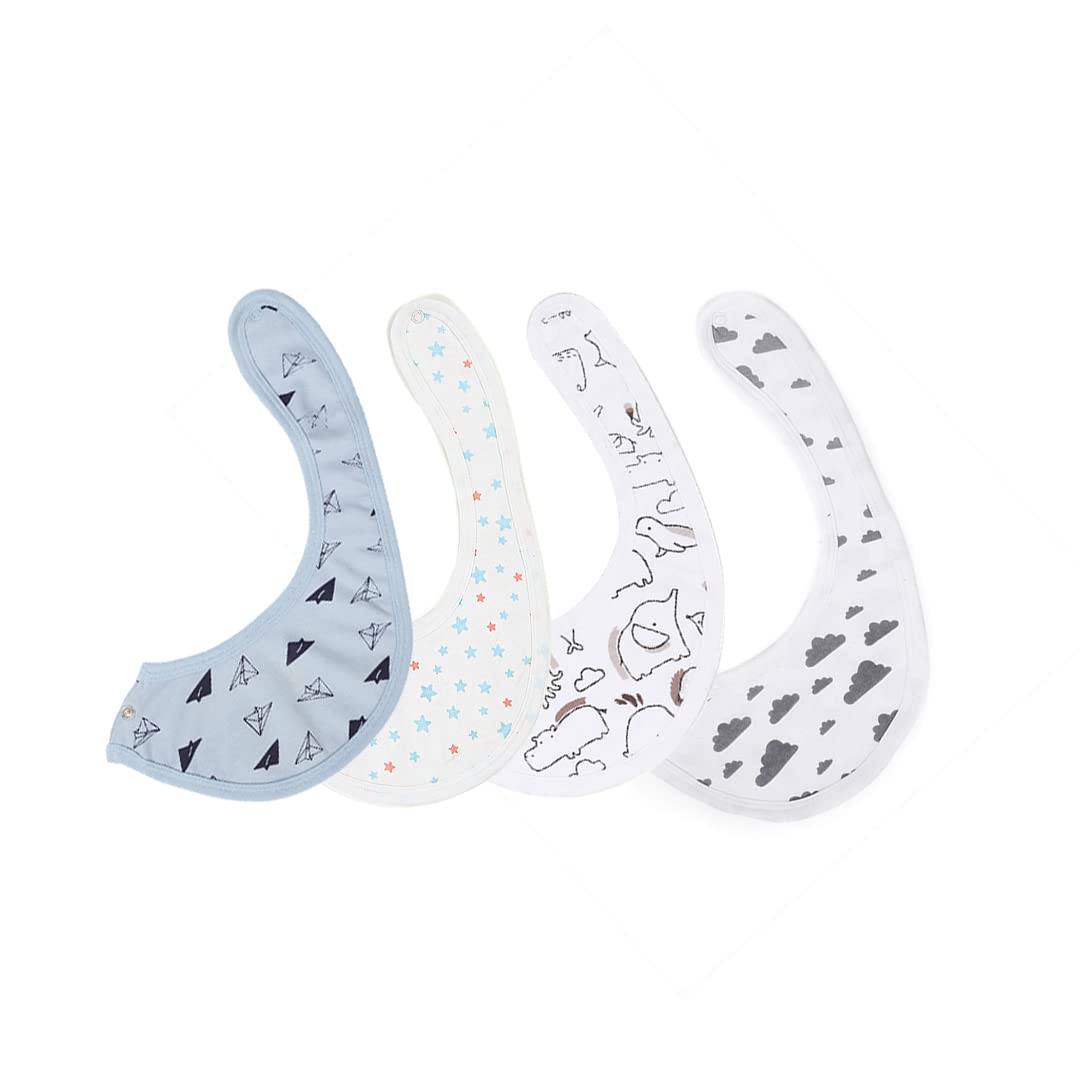 Mush Ultra Soft Bamboo Unisex Bibs Combo Sets for New Born Baby/Kids (Pack of 4)