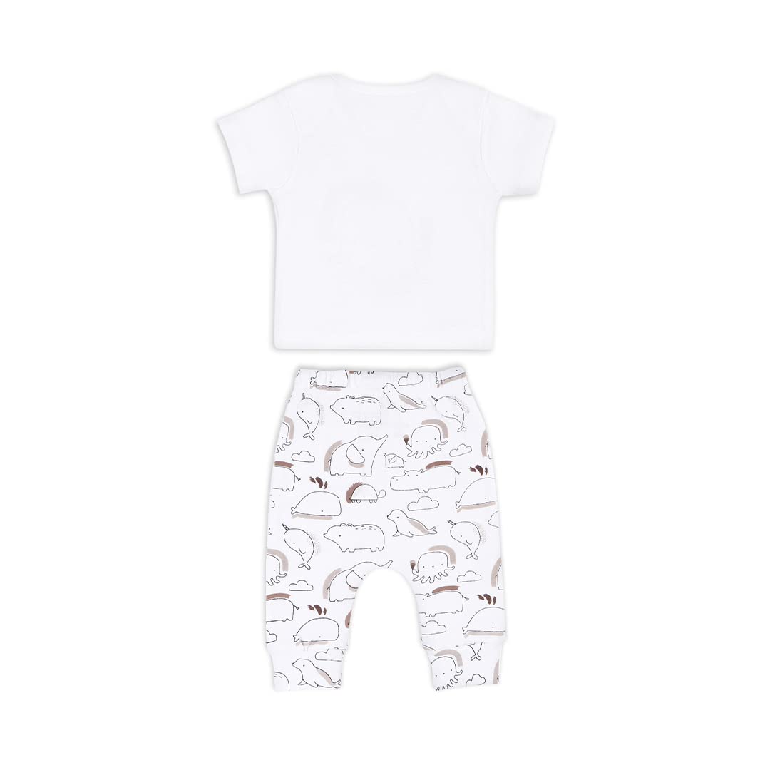 Mush Ultra Soft Bamboo Unisex Tees & Pants Combo Set for New Born Baby/Kids,Pack of 2 (3-6 Month, Marine Life)