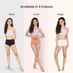 Mush Bamboo Boyshort Panties for Women | Ultra Soft Bamboo Underwear for Women | Breathable, Anti-Odor, Seamless & All Day Comfort Panties Pack of 3 (L, Beige)